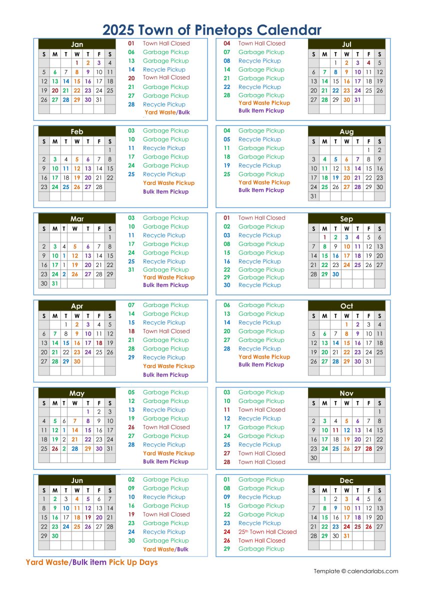 2025 Garbage & Recycling Calendar